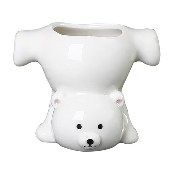 Artistic Bear Sculpture Flowerpots Durability Ceramic Planter For Succulents Lovers And Home Gardening
