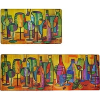 Artistic Beautiful Anti Fatigue Kitchen Floor Mat - Unique Floor Mat - Pain Relief Padded Kitchen Mat - Floor Mats for in Front of Sink - 2 Pieces 47"x17.5"   30"x17.5" 10mm Wine