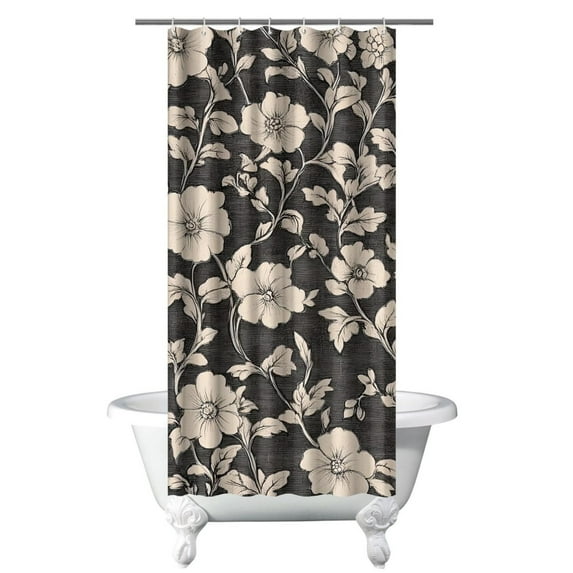 Artistic Bee and Flower Shower Curtain – Watercolor Botanical Nature Theme, Vintage Aesthetic, 36x72 Inches