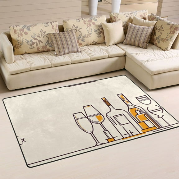Artistic Beverage Display Soft Polyester Area Rug 31''x20'', Non Slip, Memory Foam, Water Absorbent