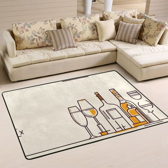 Artistic Beverage Display Soft Polyester Area Rug 36''x24'', Non Slip, Memory Foam, Water Absorbent