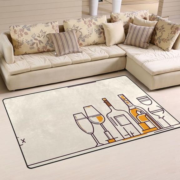 Artistic Beverage Display Soft Polyester Area Rug 60''x39'', Non Slip, Memory Foam, Water Absorbent