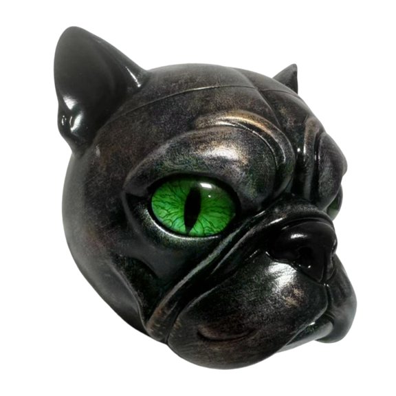 Artistic Black Pugs Dog Head Ornament Resins Craft for Bookshelfs Display Gift