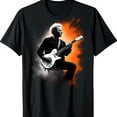 thumbnail image 1 of Artistic Black T-Shirt with Vibrant Guitarist Design Cool Musician Graphic Tee, 1 of 5