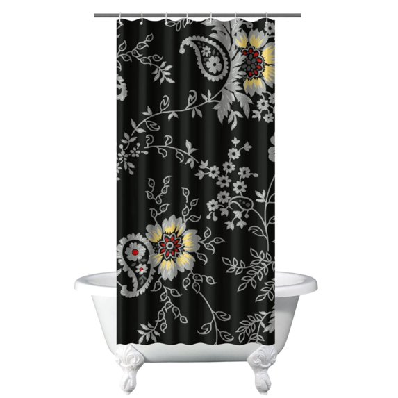 Artistic Bloom and Butterfly Curtain – Watercolor Floral Botanical Design, 36x72 Inches