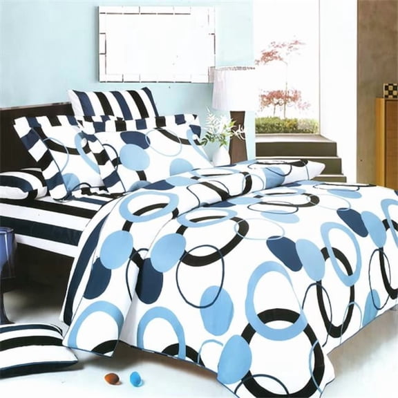 Artistic Blue - 100 Percent Cotton 4 Pieces Sheet Set Full Size - Blue