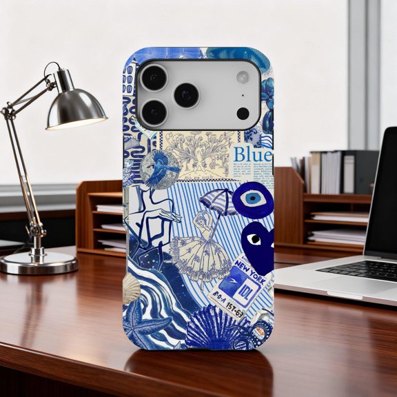 Artistic Blue Collage Ballet Dancer Phone Case 17 11 12 13 14 15 17 Pro Max