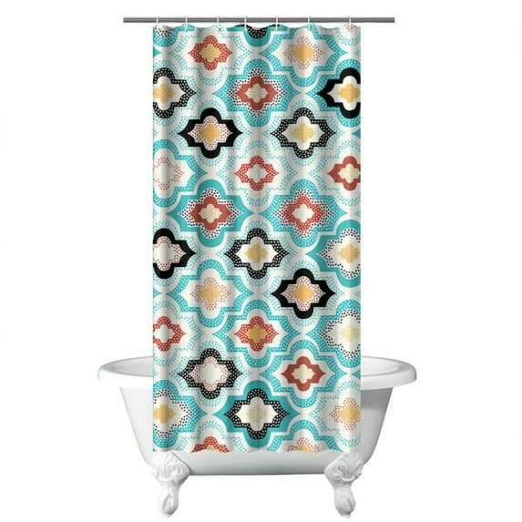 Artistic Bohemian Earthy Shower Curtain 36x72 Inches Quick-Drying Polyester with Plastic Rings Rustic Decor Look