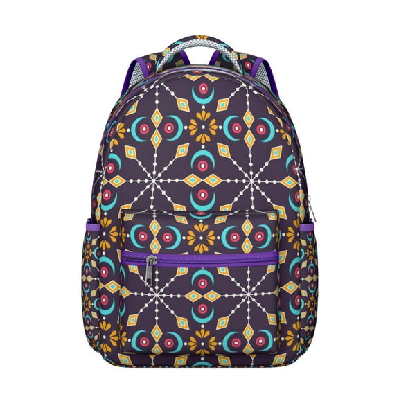 Artistic Bohemian Style School Backpack with Earthy Floral and Tribal Patterns, Durable Scratch-Resistant Material, Adjustable Straps, Large Capacity Retro and Vintage Travel Bag