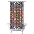 thumbnail image 1 of Artistic Boho Daisy Bloom Curtain 36x72 Inches, Quick-Dry Polyester with Plastic Hooks, Summer Floral Print for Bathroom Decor, 1 of 5