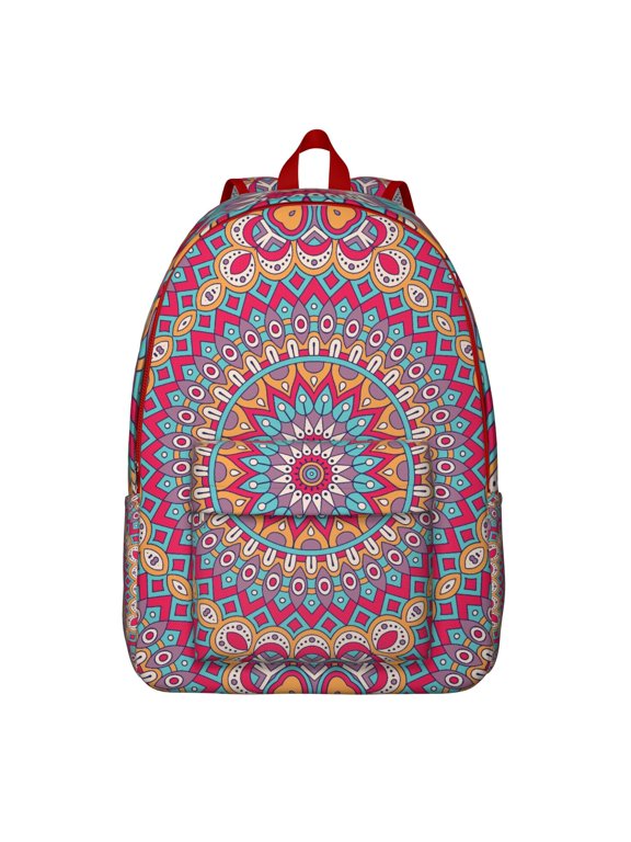 Artistic Boho Mandala Floral Backpack with Computer Pocket, Big College Bookbag, Lightweight School Backpack for Work and Travel, Perfect Gift