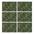 thumbnail image 1 of Artistic Boho Paisley Placemats Set of 6, Flax Durable Linen Heat Resistant Wrinkle Free Table Mats Featuring Colorful Vintage Floral and Mandala Design, 1 of 5