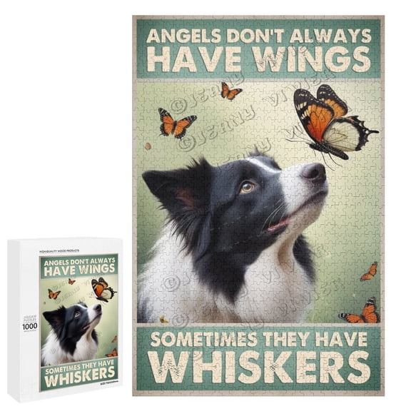 Artistic Border Collie 1000-Piece Puzzle for Adults Perfect for Family Game Night,Wooden