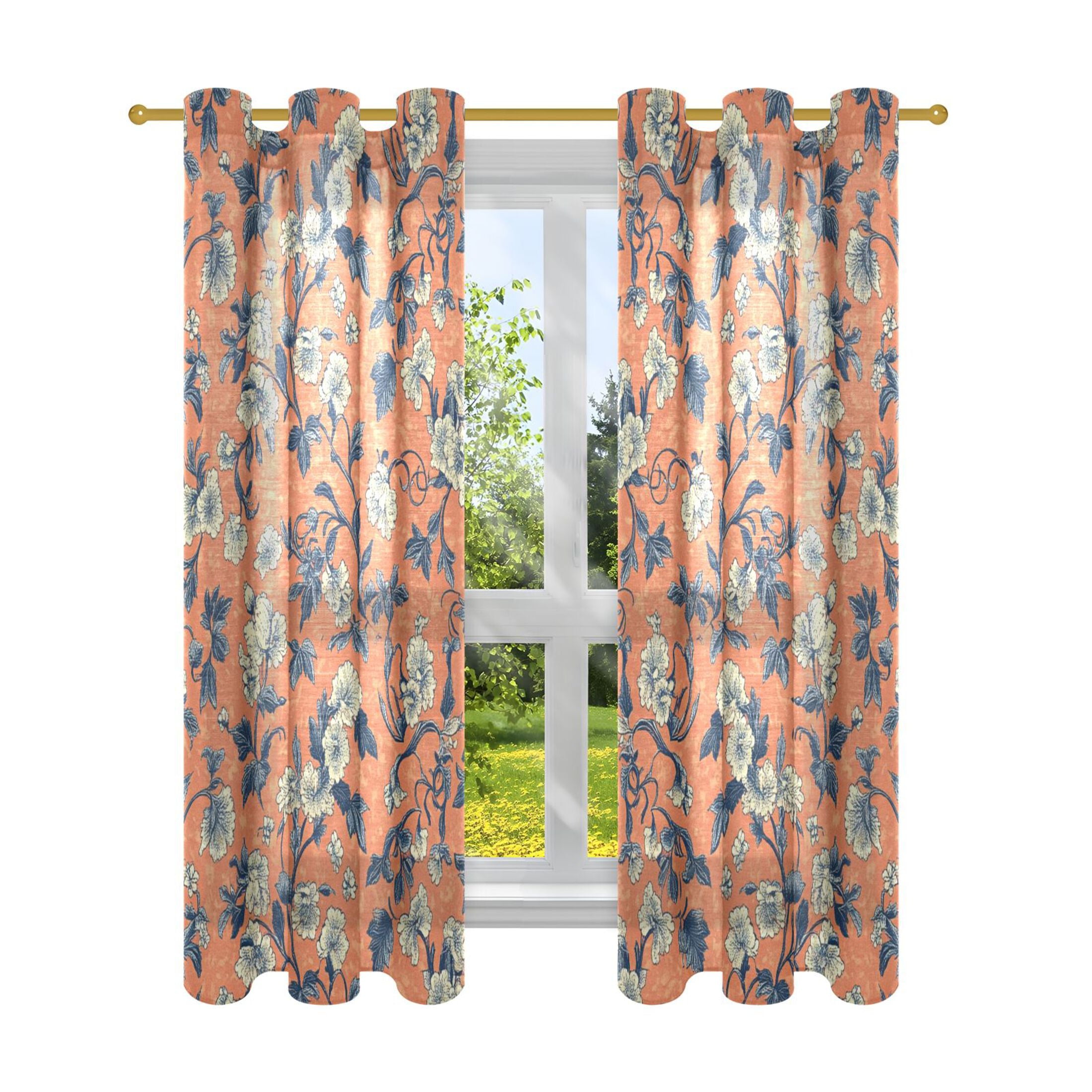 Artistic Botanical Pattern Semi Sheer Curtains for Living Room Bedroom ...