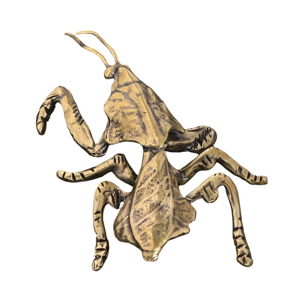 Artistic Brasses Praying Mantis Figurine with Detailed Carving Paperweight Gift