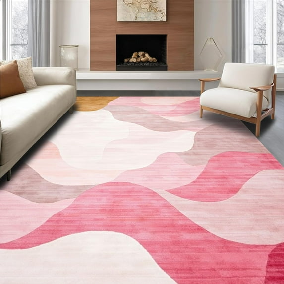 Artistic Brushstroke Swirls Dynamic Textured Appearance Soft Area Rug, Non Slip, Stain Resistant, Washable Area Rugs for Living Room, Bedroom 3x5ft