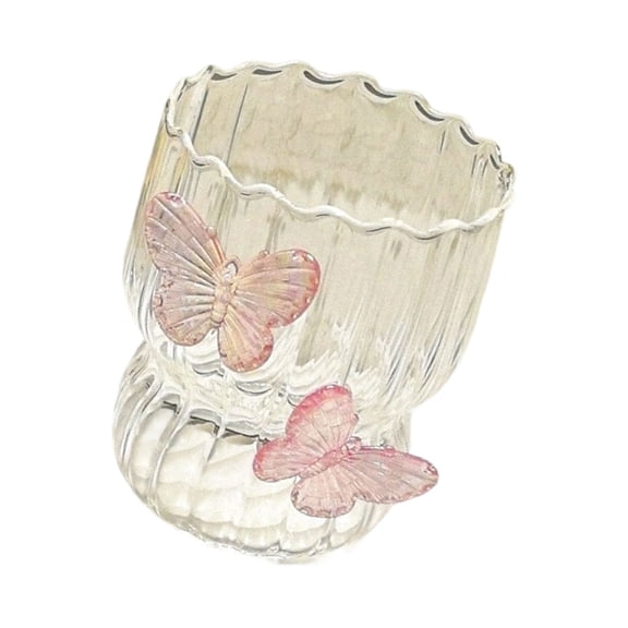 Artistic Butterfly Decorated Glass Cup with Embossing and Functional for Home