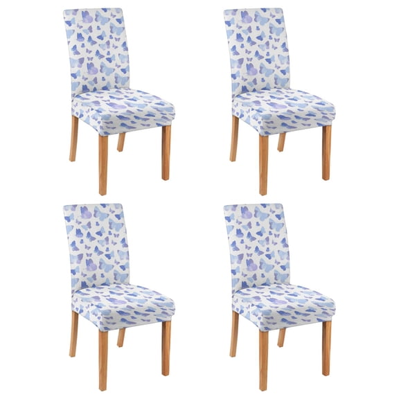 Artistic Butterfly Lover Dining Chair Covers Set of 4, Stretch Washable Polyester Kitchen Slipcovers, Removable Seat Protector for Banquet or Home