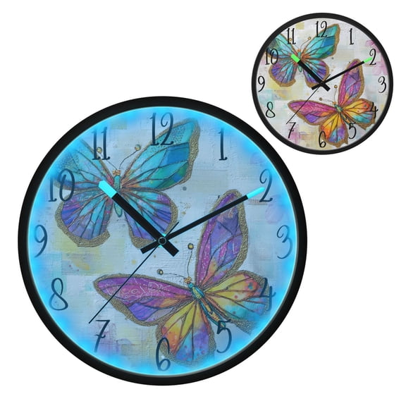 Artistic Butterfly Luminous Wall Clock with Sound-Activated LED 12-Inch Silent Acrylic Timepiece for Bedroom Livingroom or Office
