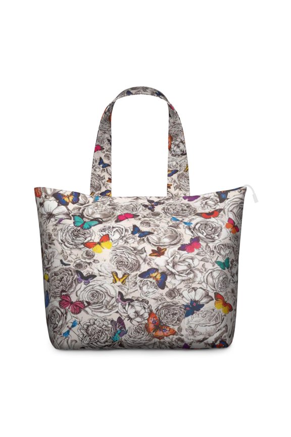 Artistic Butterfly Print Duffel Bag for Women, Lightweight Weekender Tote with Colorful and Cute Floral Pattern