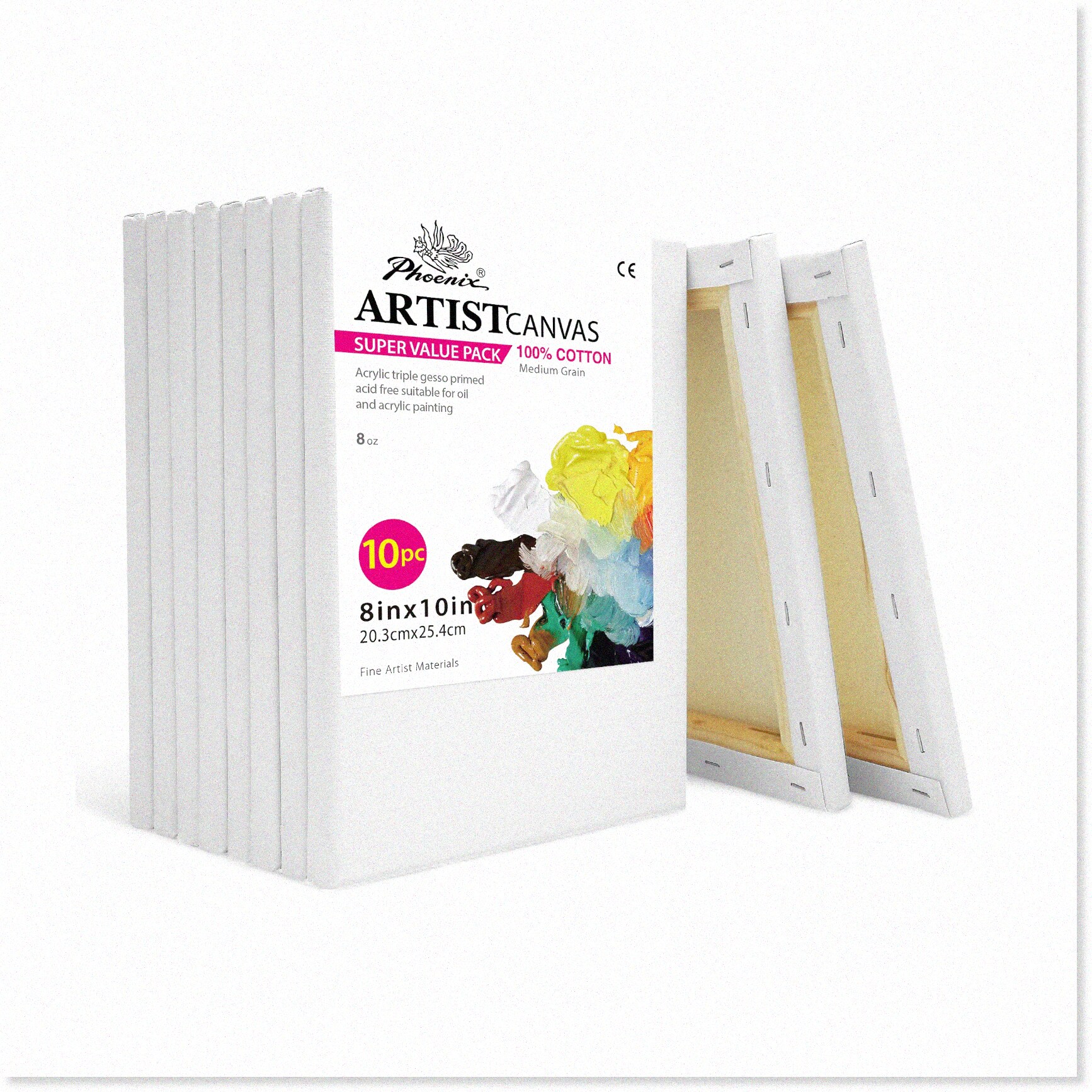 Artistic Canvas Collection 8x10 Inch 10Pack, Triple Primed 100