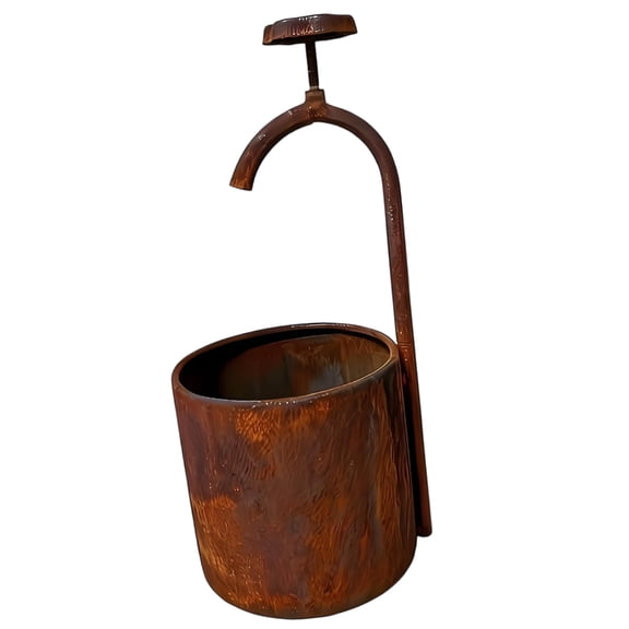 Artistic Cast Iron Garden Planter Unique Water Wells Design Iron Bucket Pots Flower Container For Yard Decor