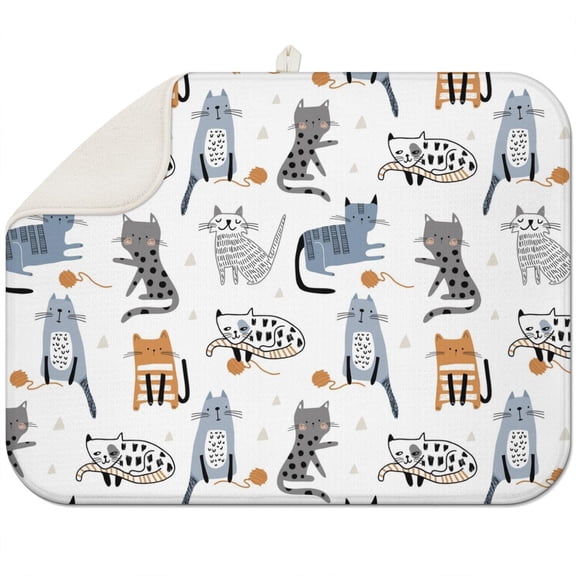 Artistic Cat Print Drying Mat Heat Resistant Foldable Mat