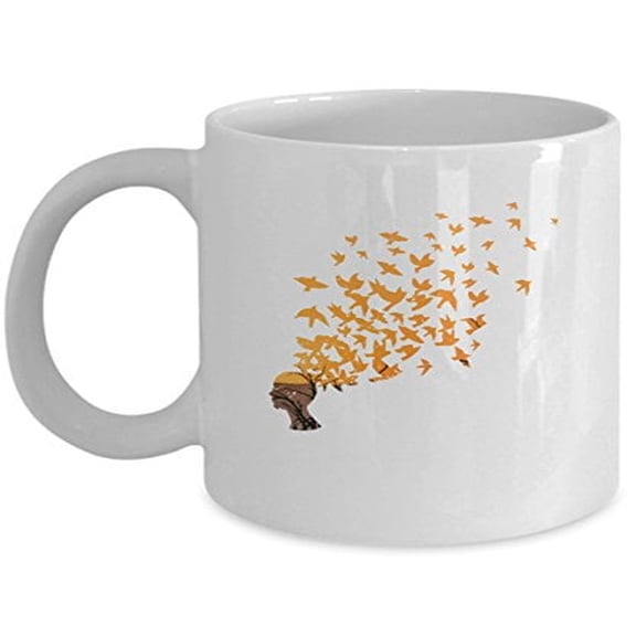 Artistic 11 oz Coffee Mug - Gift for Creative Girls White Ceramic