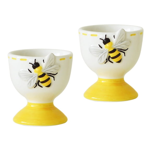 Artistic Ceramic Holder & Bowl Set, Bees Embossed Spring Dining Accessories, 2PC Kitchenware Decor