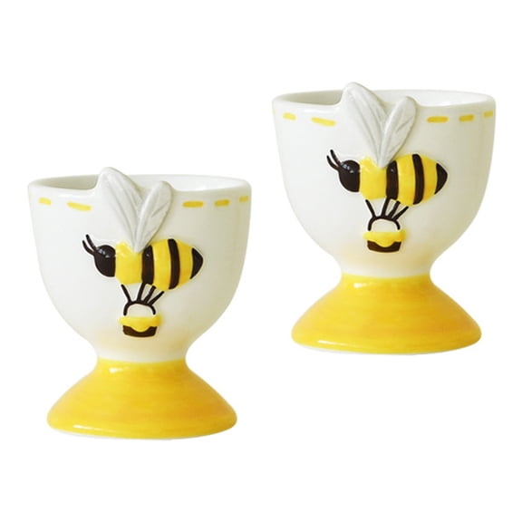 Artistic Ceramic Holder & Bowl Set, Bees Embossed Spring Dining Accessories, 2PC Kitchenware Decor