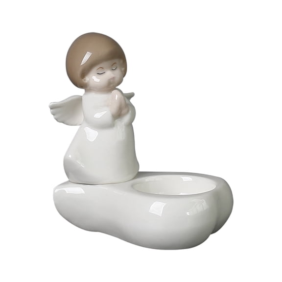 Artistic Ceramic Praying Angelic Statue Tealight Holders with Stable Base for Meditations Space and Dining Table