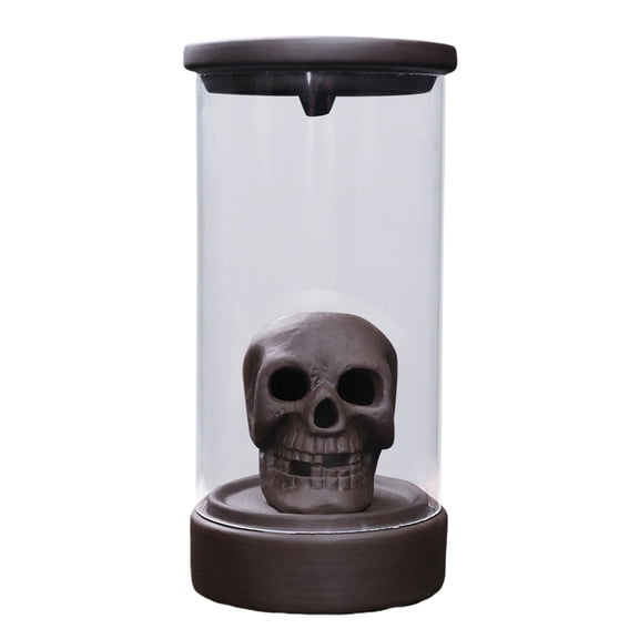 Artistic Ceramics Skull Incenses Burners with LED Waterfall Backflow Windproof Lampshade Incenses Cones Holders Decors
