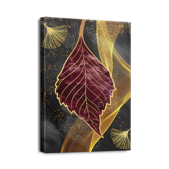 Artistic Charm in Your Space Abstract Leaves Canvas Wall Art, 12X16in - Ideal for Family Décor in Living Room, Bedroom, Kitchen - Enhances Office & Bathroom Décor