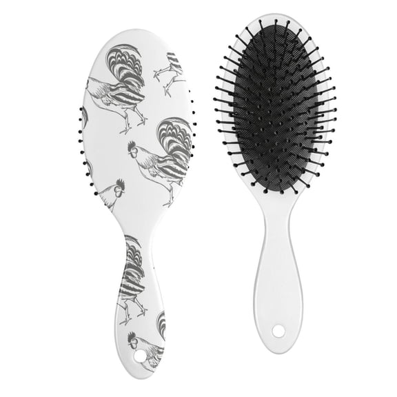 Artistic Chicken Print Round Brush - Smoothing & Volumizing for Wet/Dry Hair, Salon-Quality Results