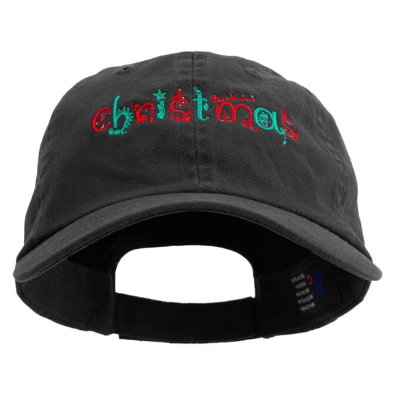 Artistic Christmas Logo Embroidered Low Profile Dyed Cotton Twill Cap - Black OSFM