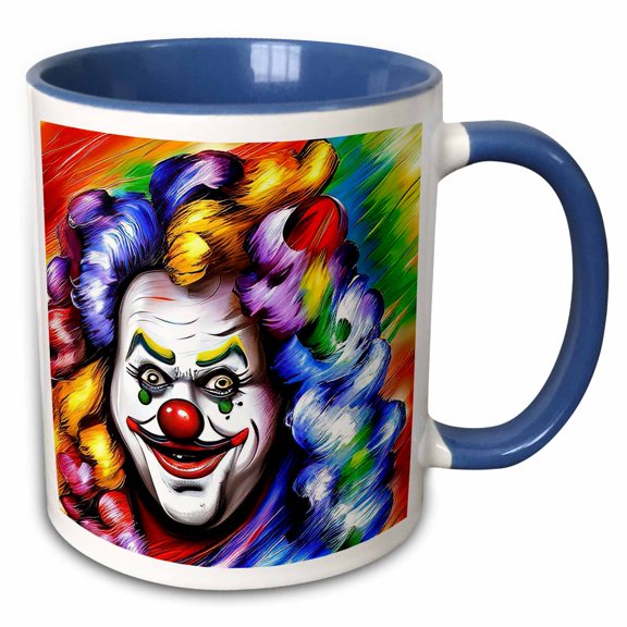 3drose, Artistic Clown with Red Nose, Colorful Mane. Elegant Gifts for You, 11oz Two-tone Blue Mug