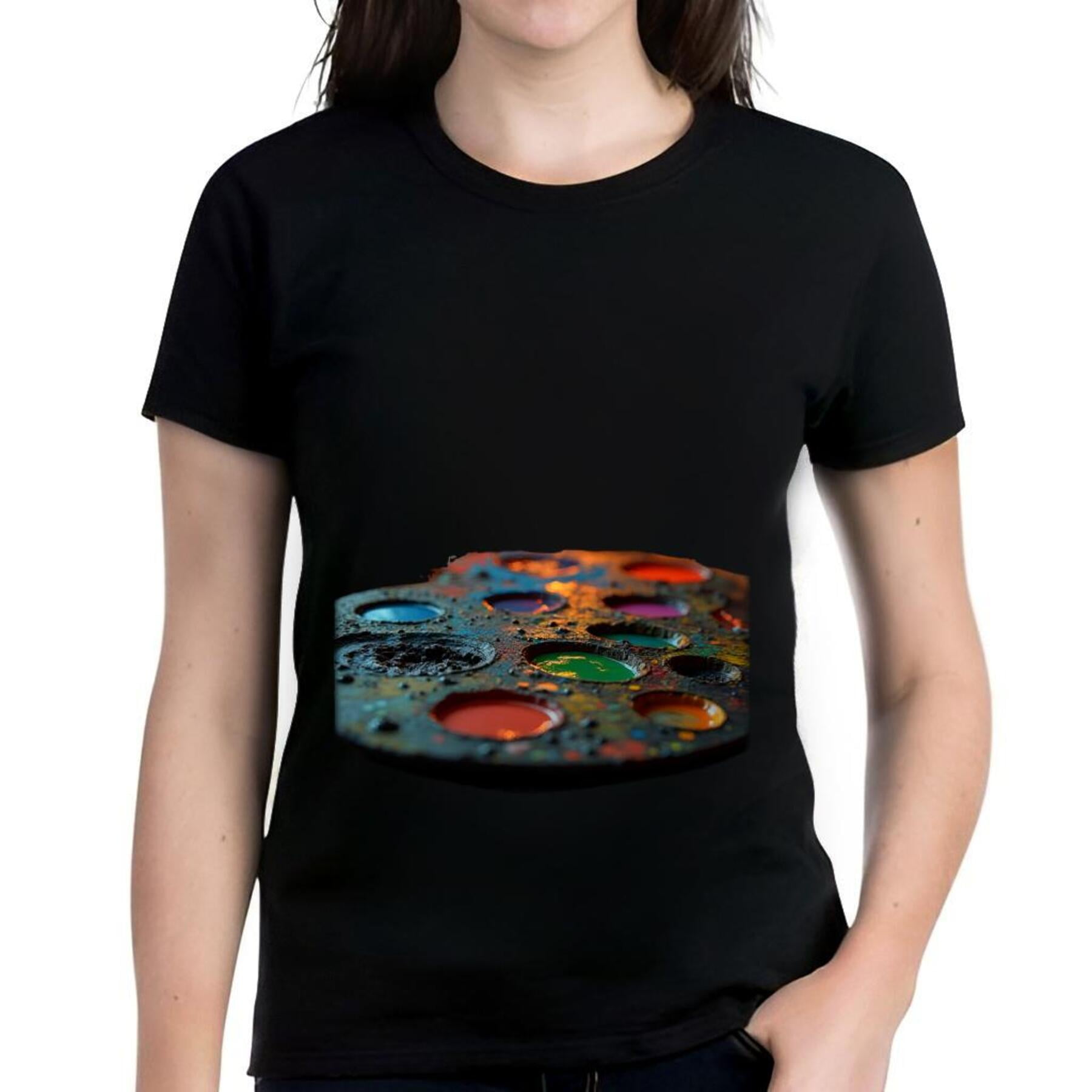 Artistic Colorful Metal Palette Design Cotton Short Sleeve T Shirt for Artistic Colorful Metal Palette Design Cotton Short Sleeve T Shirt for