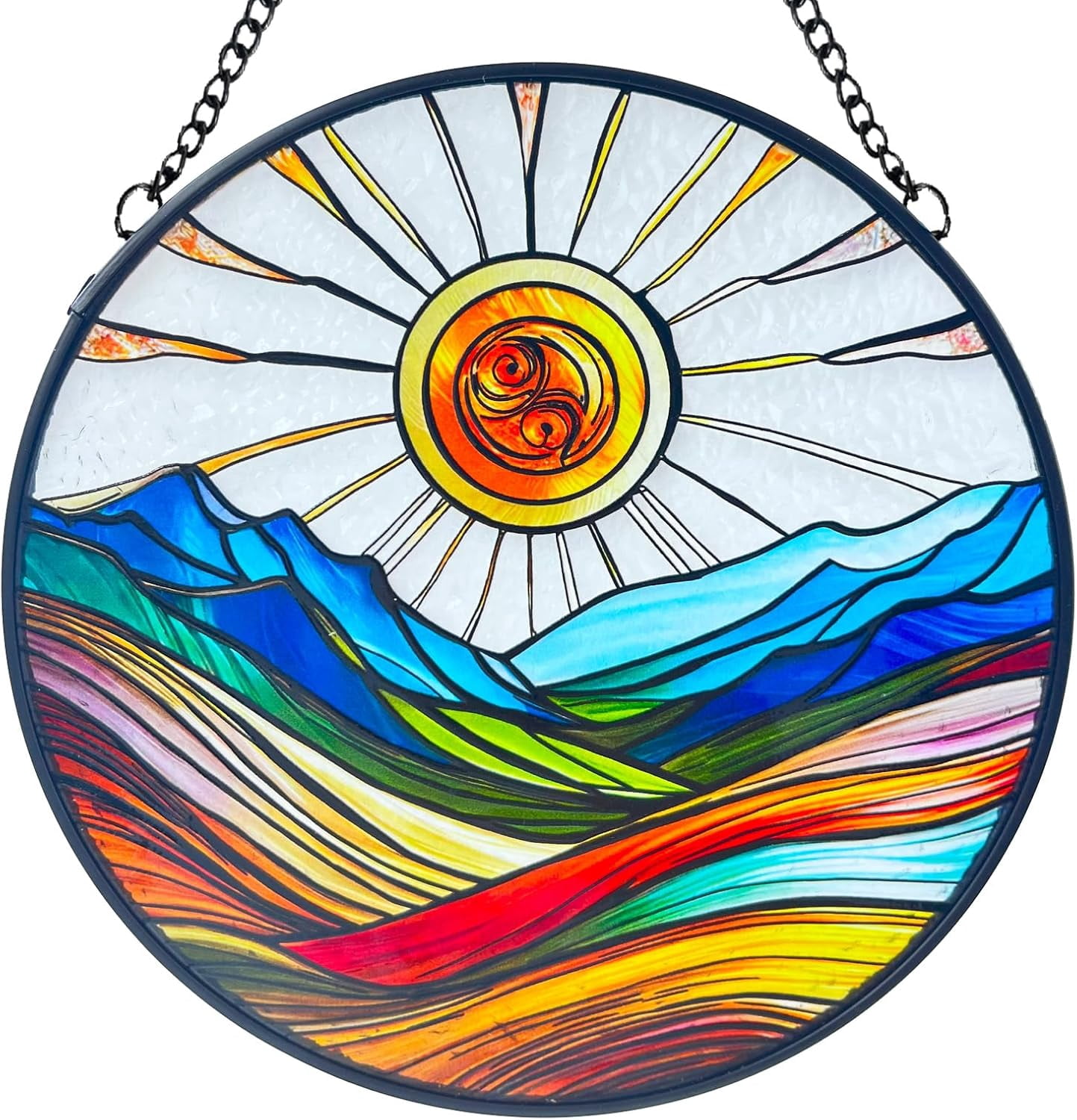 Artistic Colorful Sunrise Stained Glass Suncatcher - Window Wall ...