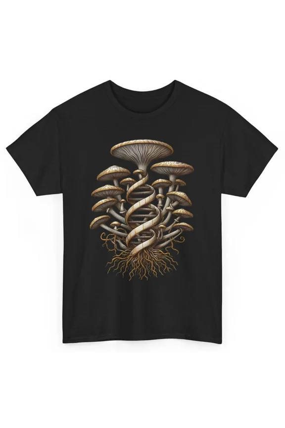 Artistic Cottagecore Mushroom DNA Mycology Shroom Graphic Unisex T-Shirt, S-5XL