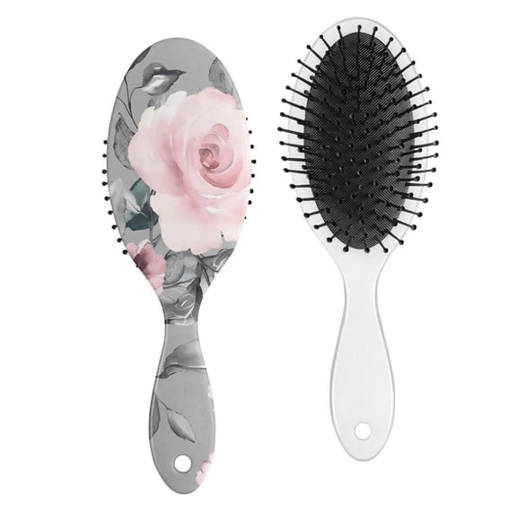 Artistic Country Hair Brush, Rustic Farmhouse Style Detangling Paddle Brush with Wildflower Bloom Pattern