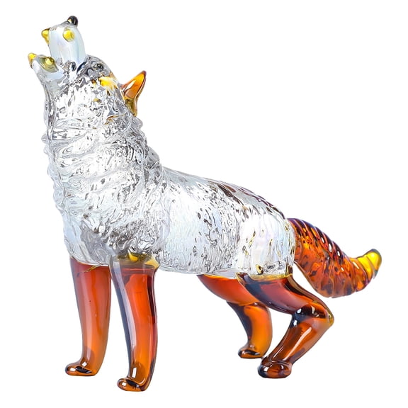 Artistic Crystals Glass Wolf Figurine Beautifully Howlings Wolf Statue for Home Decoration