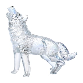 Artistic Crystals Glass Wolf Figurine Beautifully Howlings Wolf Statue for Home Decoration