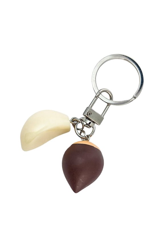 Artistic Cultural Gift Mini Chestnut Keychain Rubber Realistic Nut Keyring Charm