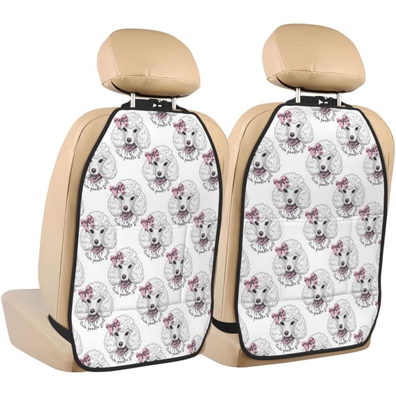 Artistic Cute Poodle Dog Pink_B Mats Back Seat Protectors, Car Seat Protector Vehicle Organizers Waterproof Cover Back Seat Cover for Kids with 3 Storage Pockets 2 Pack
