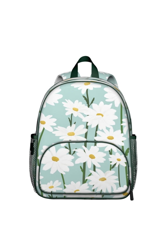 Artistic Daisy Students Backpack - Vintage Floral and Wildflower Print Lightweight Oxford Fabric School Bag for and Students