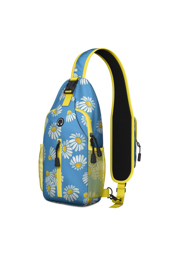 Artistic Daisy and Bloom Travel Chest Bag – Reversible Strap, Breathable Padding, Secure Storage – Retro Vintage Boho Floral Pattern