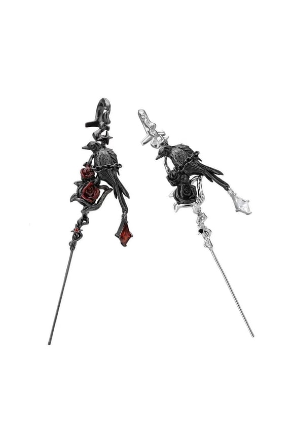 Artistic Dark Crow Studs Piercing Earring Trendy Alloy Ear Rings Gothic Accessories for Everyday Wear and Special Event