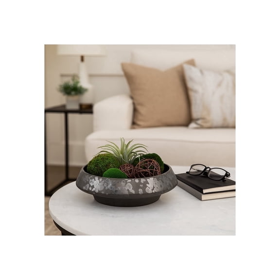 Artistic Decorative Glazed Pottery Bowl for Coffee Table - Contemporary Centerpiece Table Decoration and Home Decor Accents - Stylish Kitchen Counter Decor, Key, or Candy Bowl - 4.25", Black