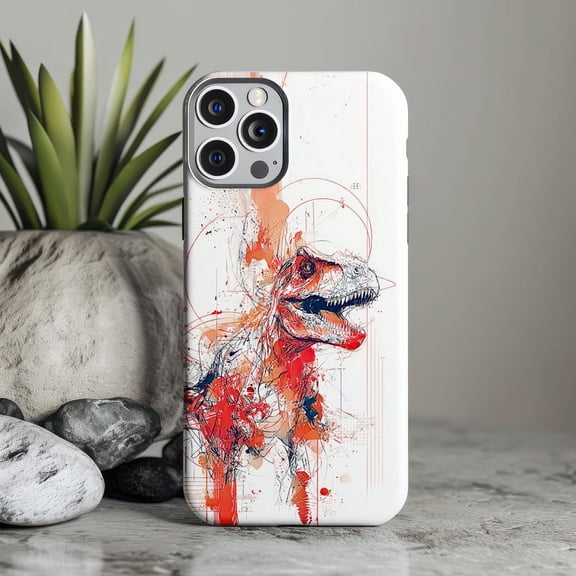 Artistic Dinosaur Abstract Dino Art Unique Personalizable T Rex Gift iPhone Tough Case
