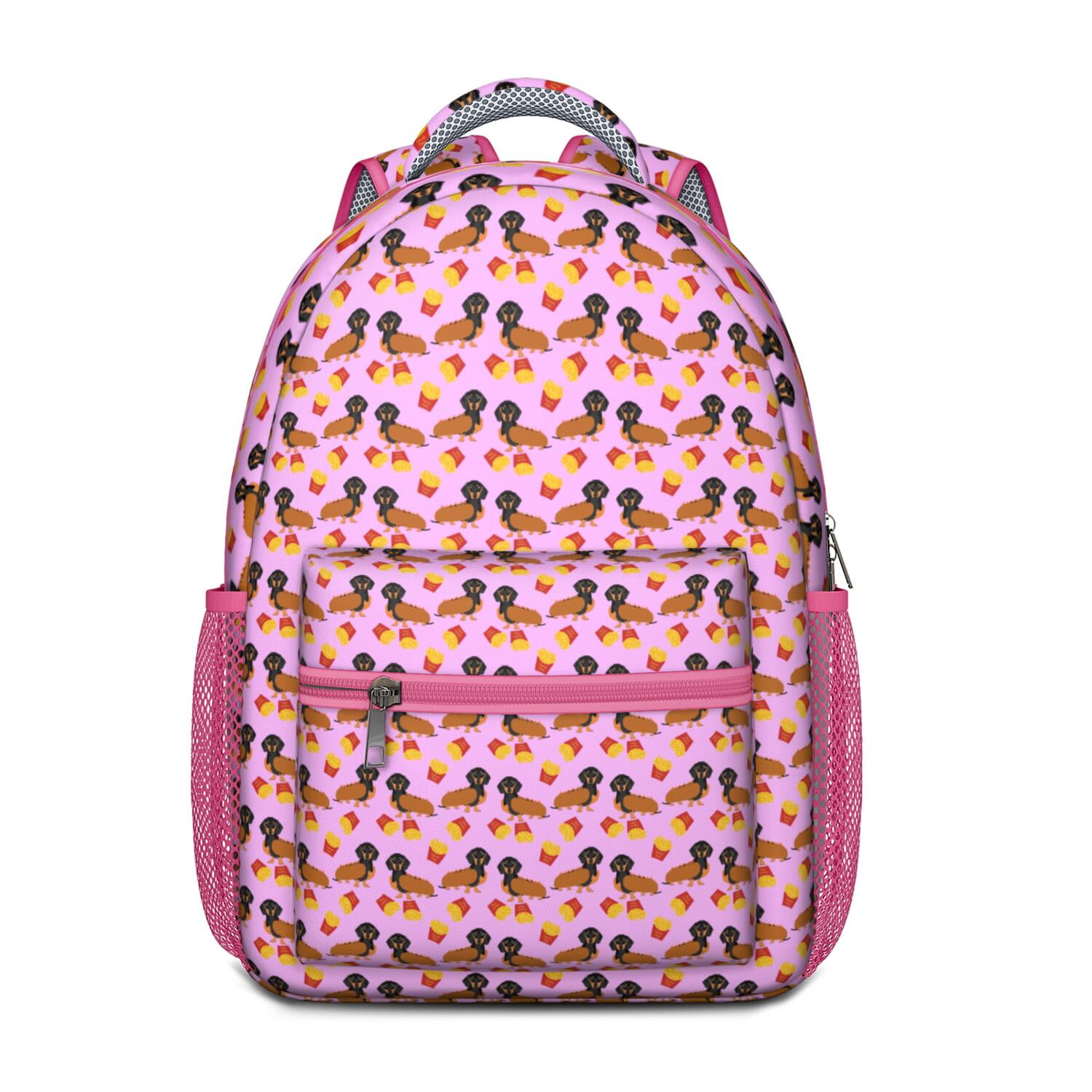 Artistic Dog Pattern Daypack - Adjustable S-Shaped Shoulder Straps for Comfort